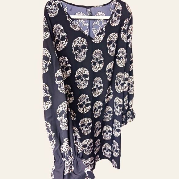 Emery Rose Plus Size Tiger Print Skull Midi dress 4X - Picture 9 of 14